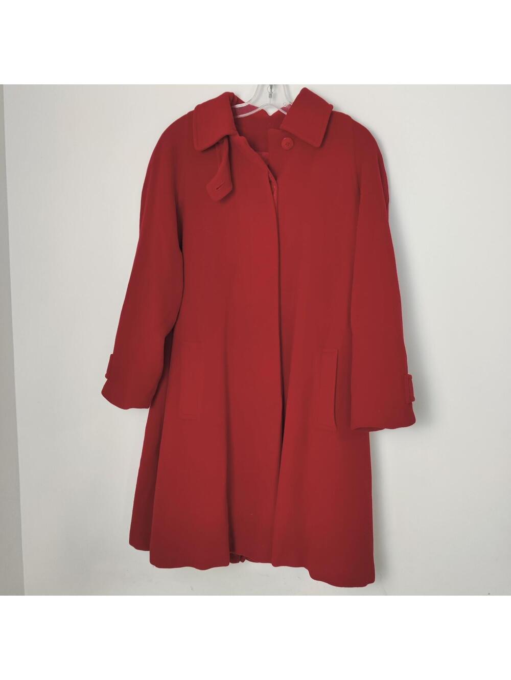 Red Wool Cashmere Swing Coat Women Classic Vintage Style Size 12